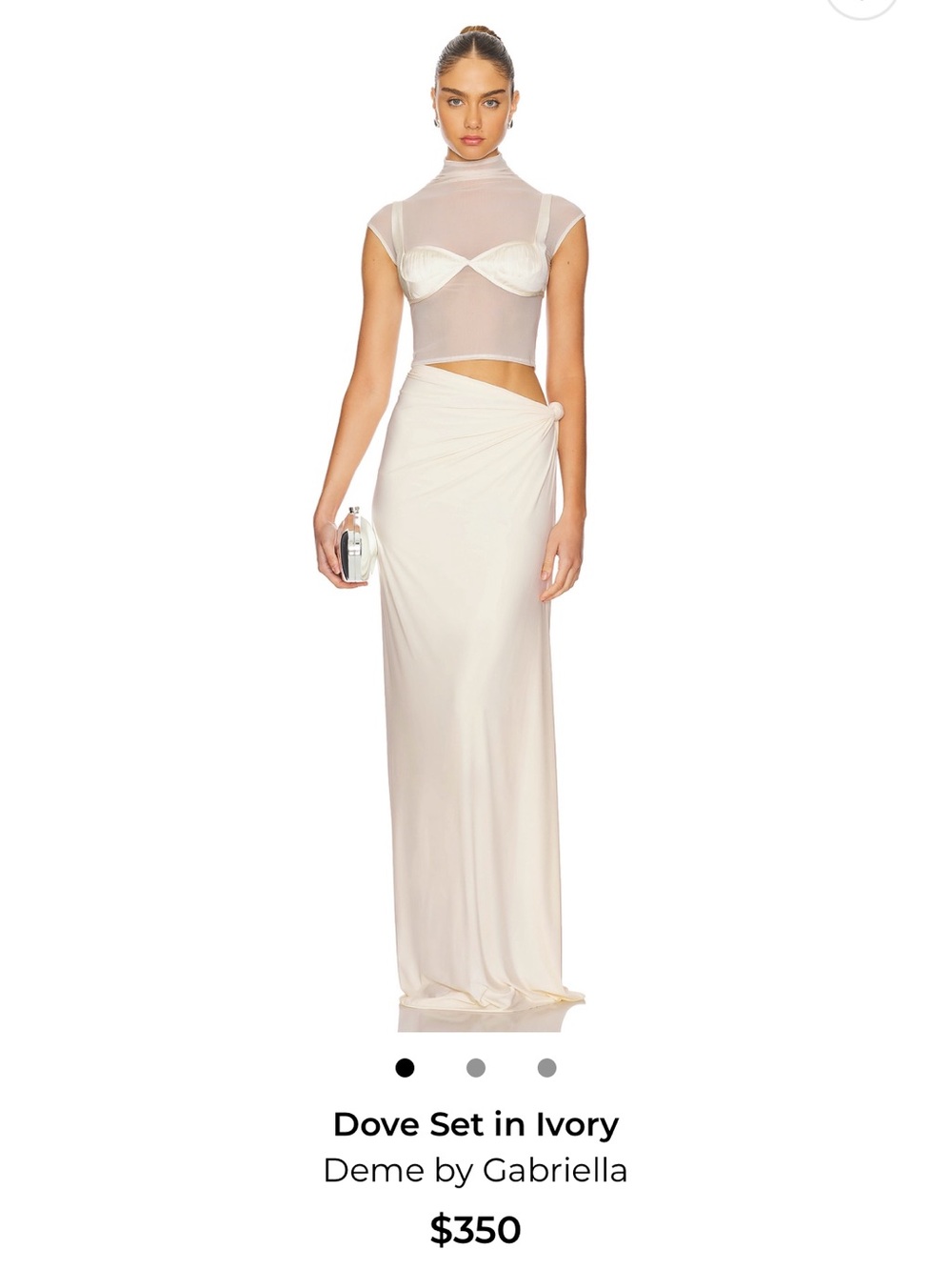 Ivory Sheer Maxi Dress Set with Knot Skirt